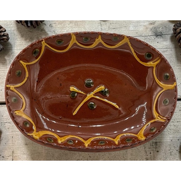 Other - Lester Breininger Redware Pottery Trinket Dish Plate Decorated Signed 1984 Pa